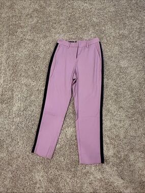 Wildfang Lavender Ankle Pants with Black Side Stripe’s Blue